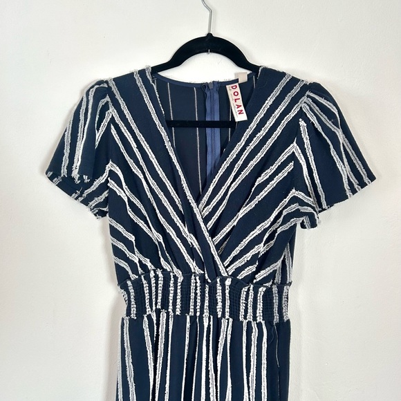 NEW W/ TAG Dolan Left Coast Collection Blue/White Textured Stripe Jumpsuit - XS - Picture 3 of 9